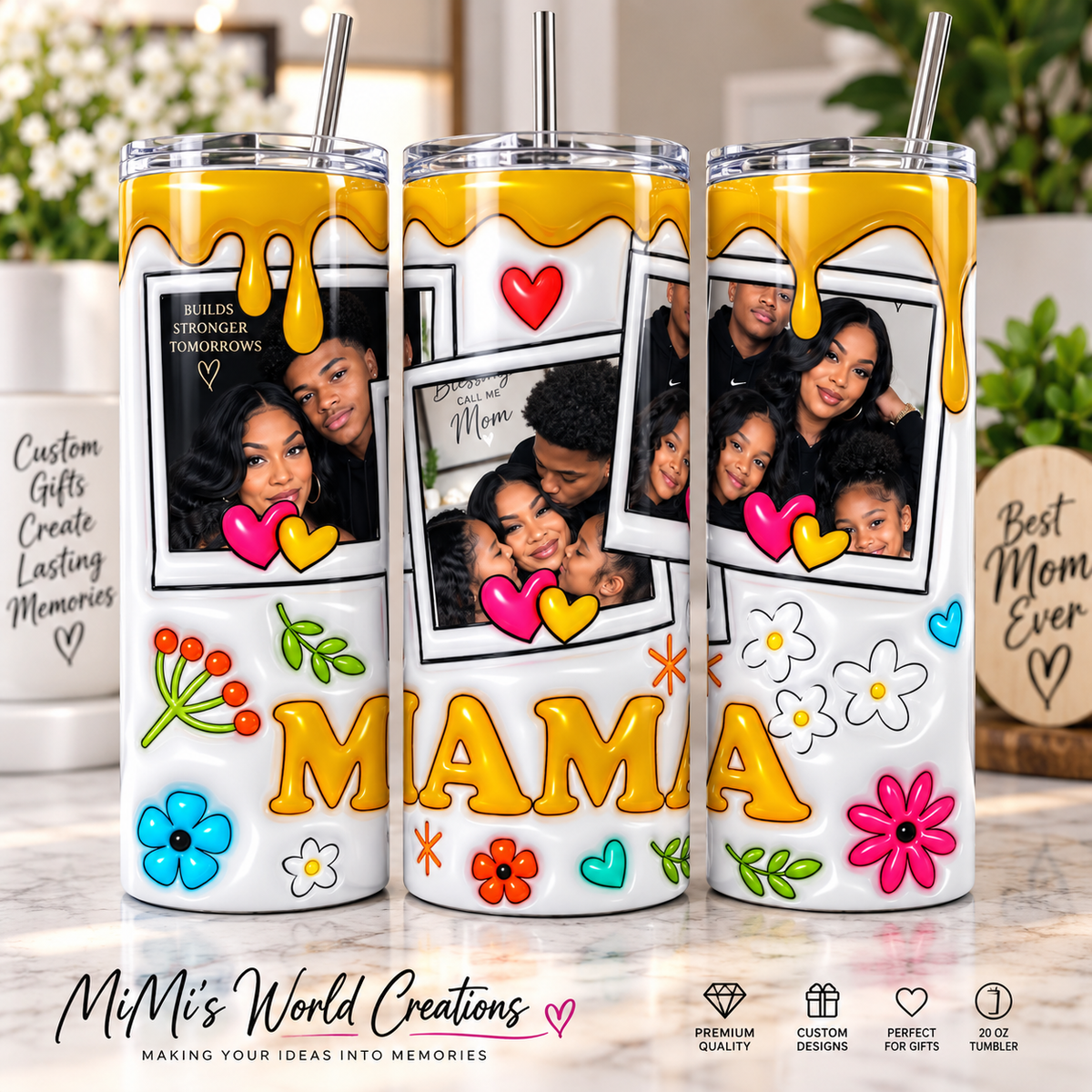 Custom Mama Photo Tumbler – Personalized 20 oz Tumbler