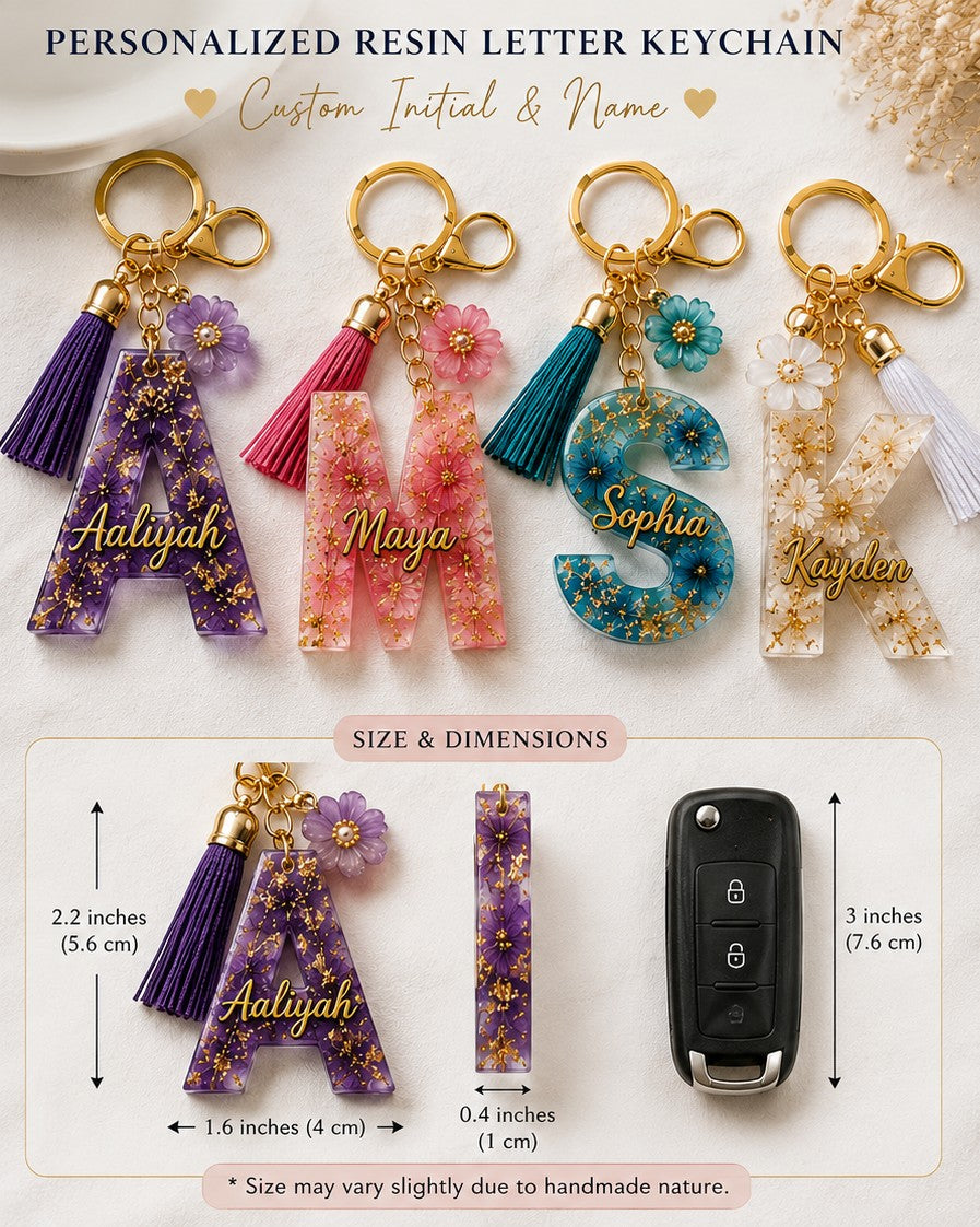 Personalized Resin Letter Keychain