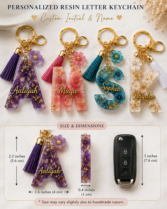 Personalized Resin Letter Keychain